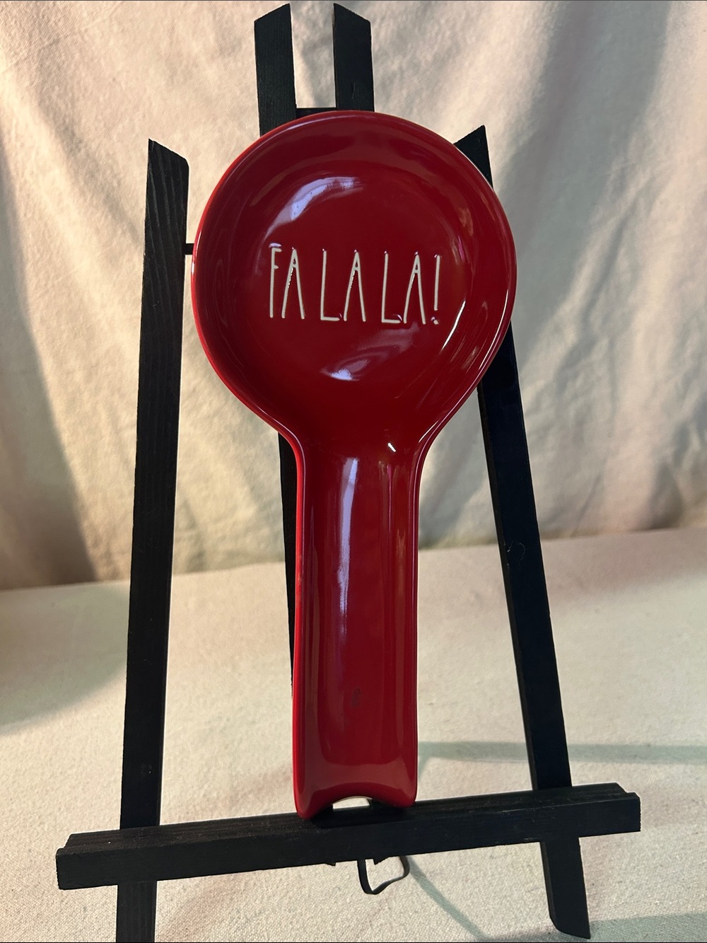 Rae Dunn Red "FA LA LA!" Ceramic Spoon Rest